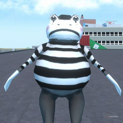 The player is wearing the Mime costume in Amazing Frog
