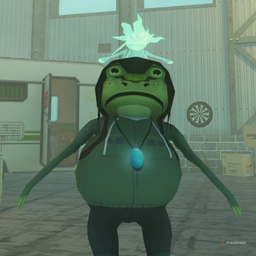 The player is wearing the Willow Frog costume in Amazing Frog