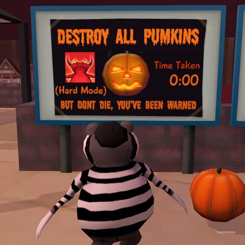 The player wears the Mime costume and checks the prizes in the Blood World in Amazing Frog