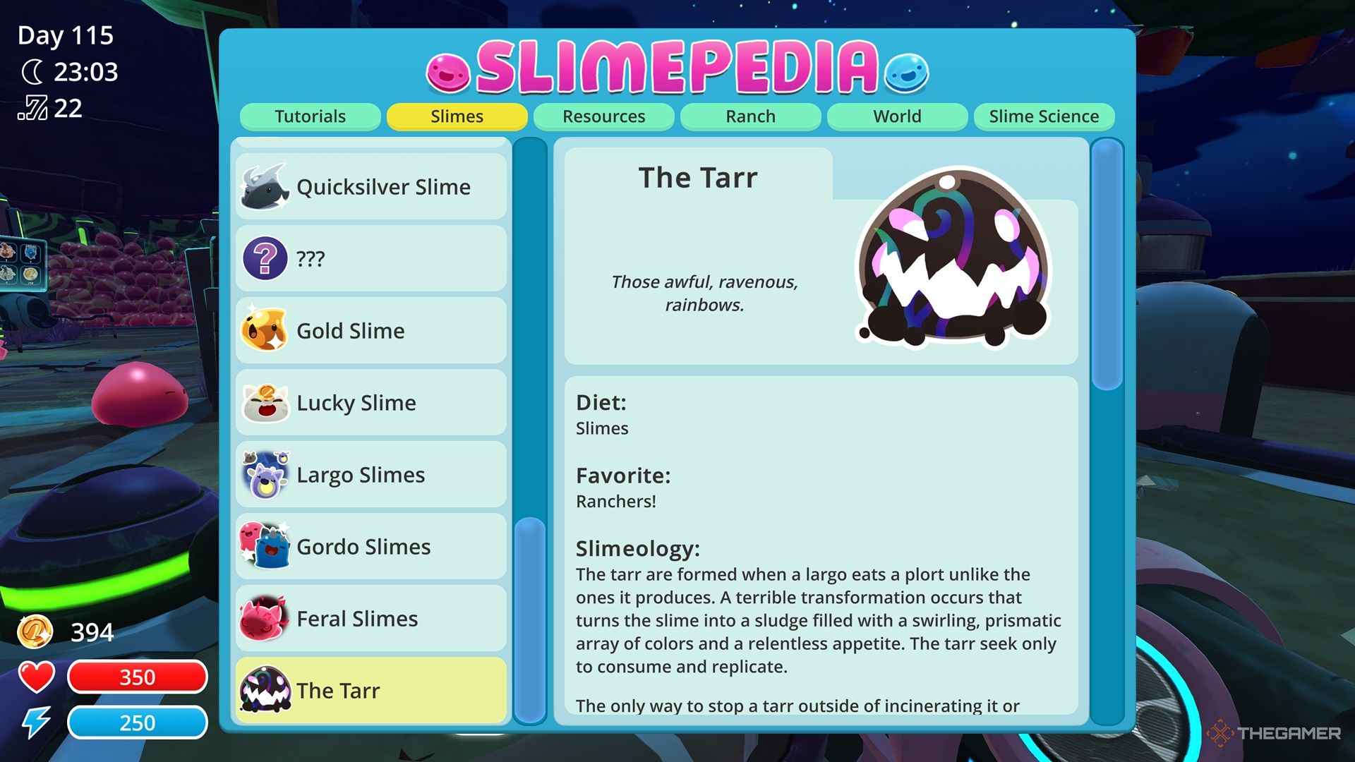 ورودی slimepedia tarr در Slime Rancher.