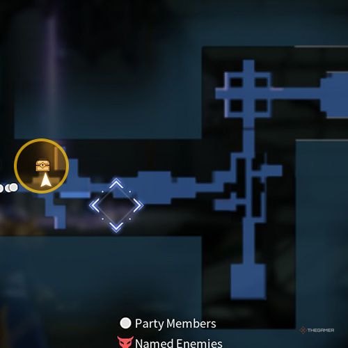The treasure chest number five location is displayed on the map in fifth chapter&rsquo;s quest five in Sword Art Online Fractured Daydream