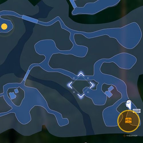 The treasure chest number five location is displayed on the map in fourth chapter&rsquo;s side quest five in Sword Art Online Fractured Daydream