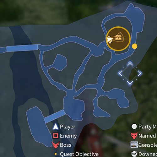 The treasure chest number one location is displayed on the map in additional quest two in Sword Art Online Fractured Daydream