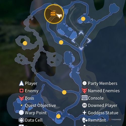 The treasure chest number one location is displayed on the map in fourth chapter&rsquo;s side quest four in Sword Art Online Fractured Daydream