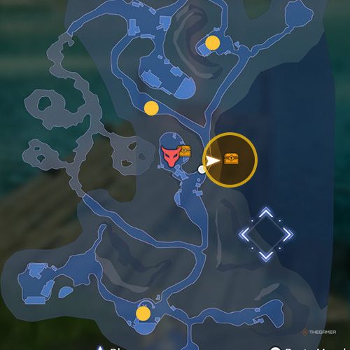 The treasure chest number three location is displayed on the map in fourth chapter&rsquo;s side quest four in Sword Art Online Fractured Daydream