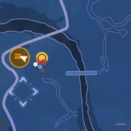 The treasure chest number three location is displayed on the map in fourth chapter&rsquo;s side quest six in Sword Art Online Fractured Daydream