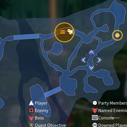 The treasure chest number two location is displayed on the map in additional quest two in Sword Art Online Fractured Daydream