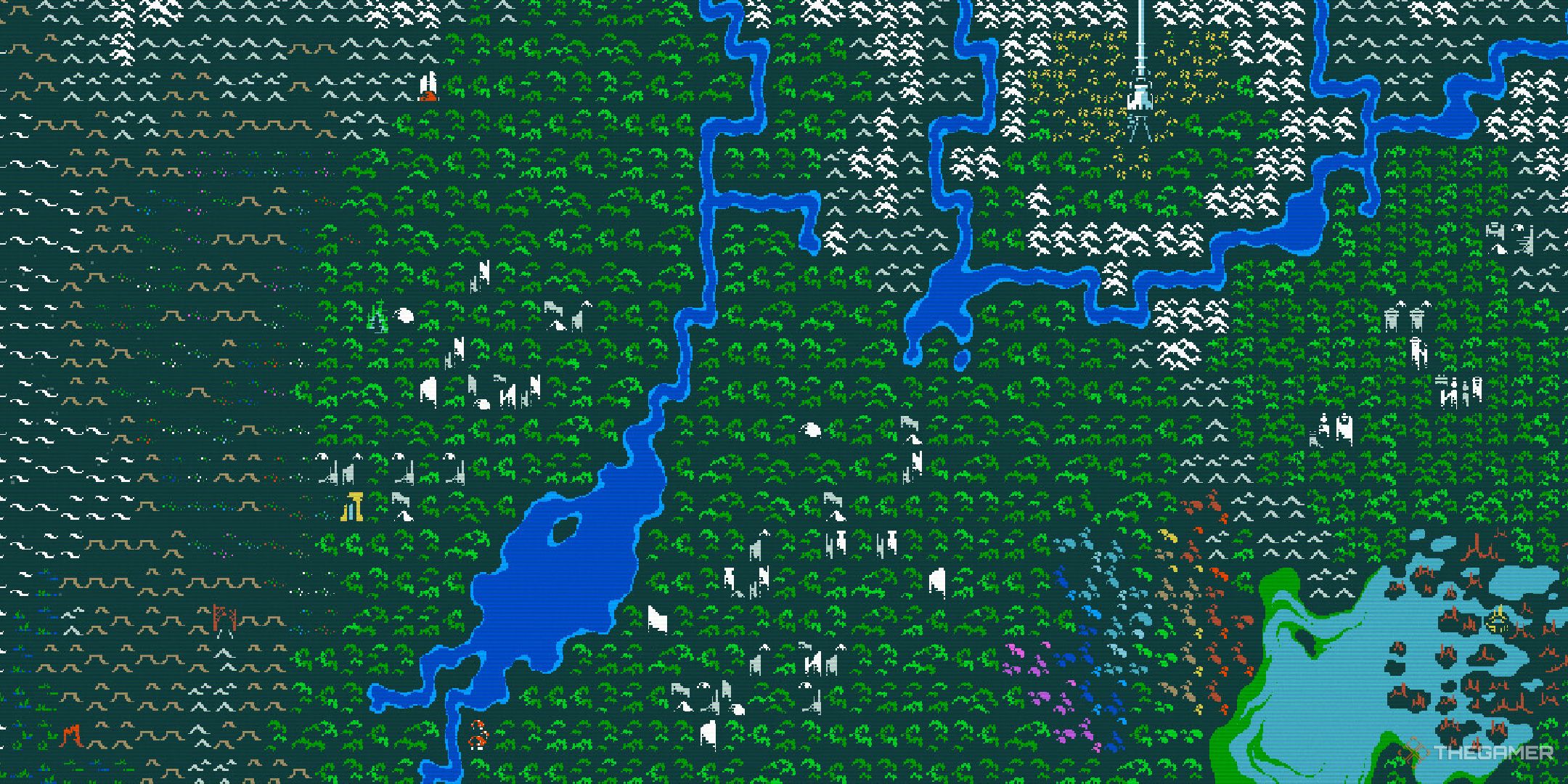 The world map in Caves of Qud.