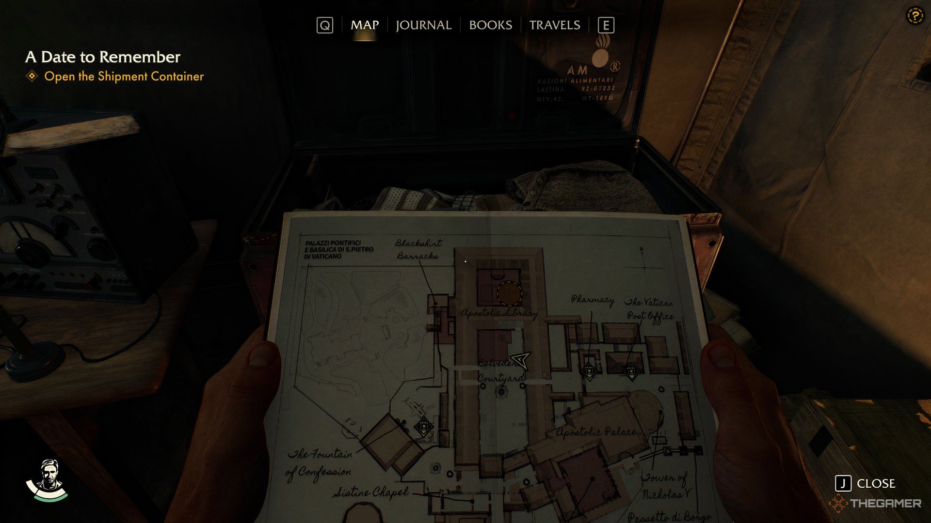 Indy holding a map in front of a chest in Indiana Jones And The Great Circle.