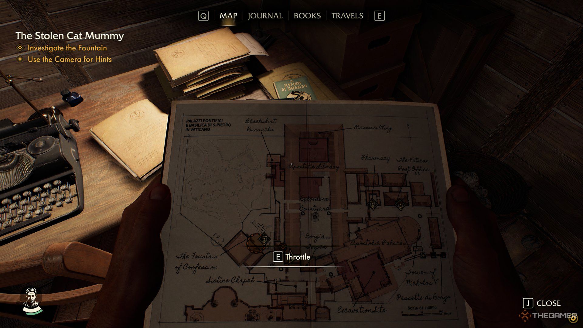 Indy holding a map in front of the Throttle perk in Indiana Jones And The Great Circle.