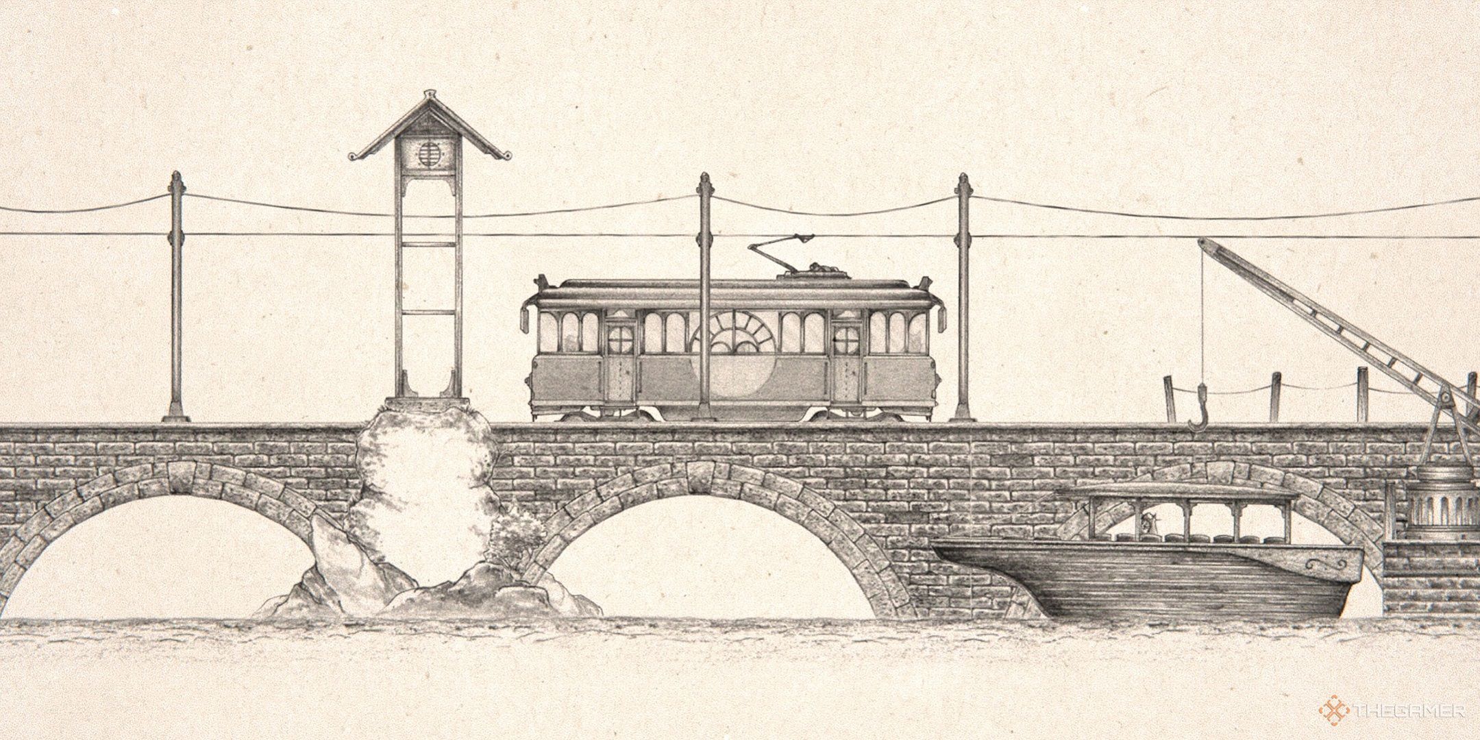 tram going over a bridge in short trip