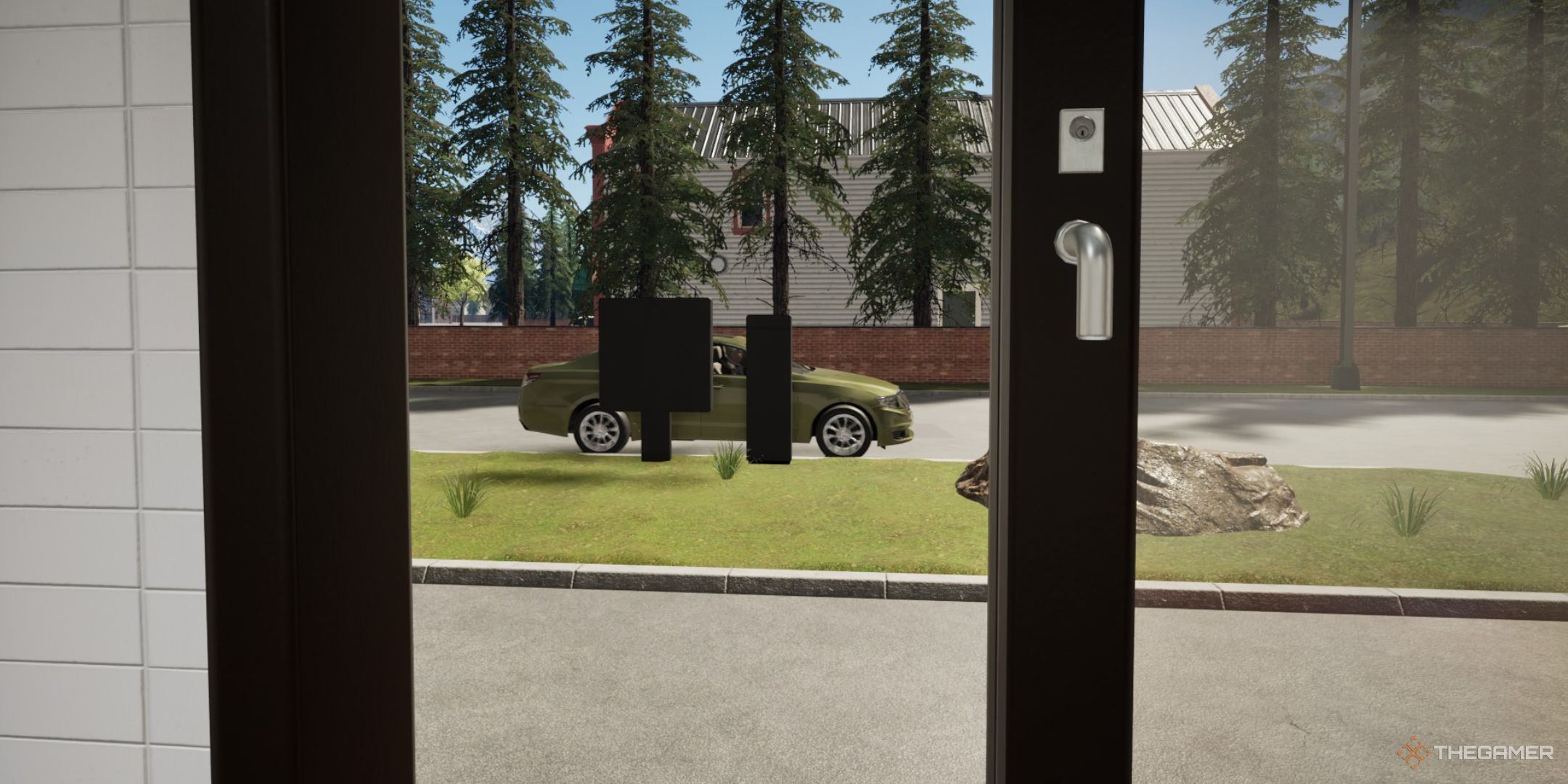 The image shows a car ordering at the drive-thru in Fast Food Simulator.