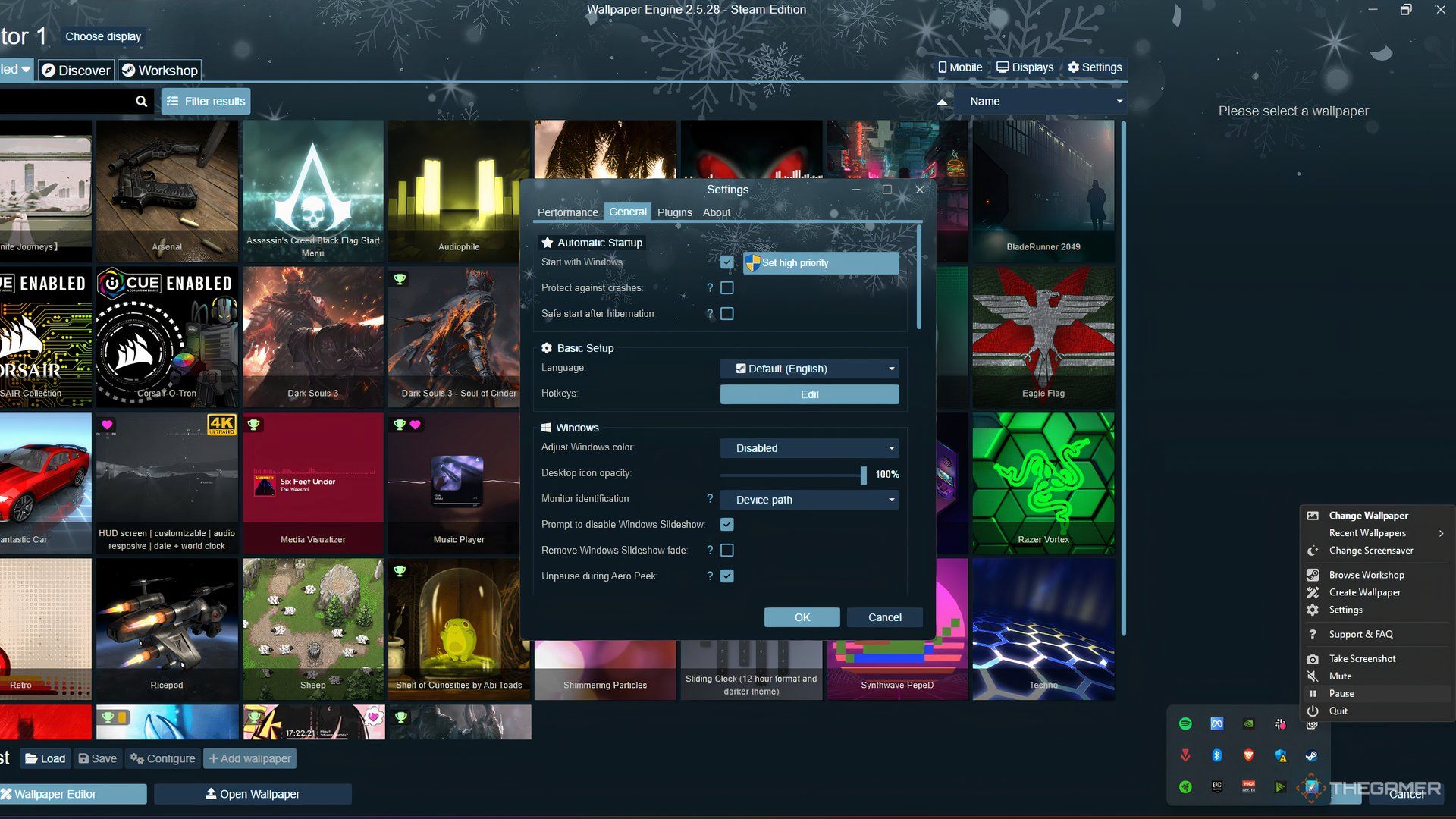Wallpaper Engine software settings window in Windows 11.
