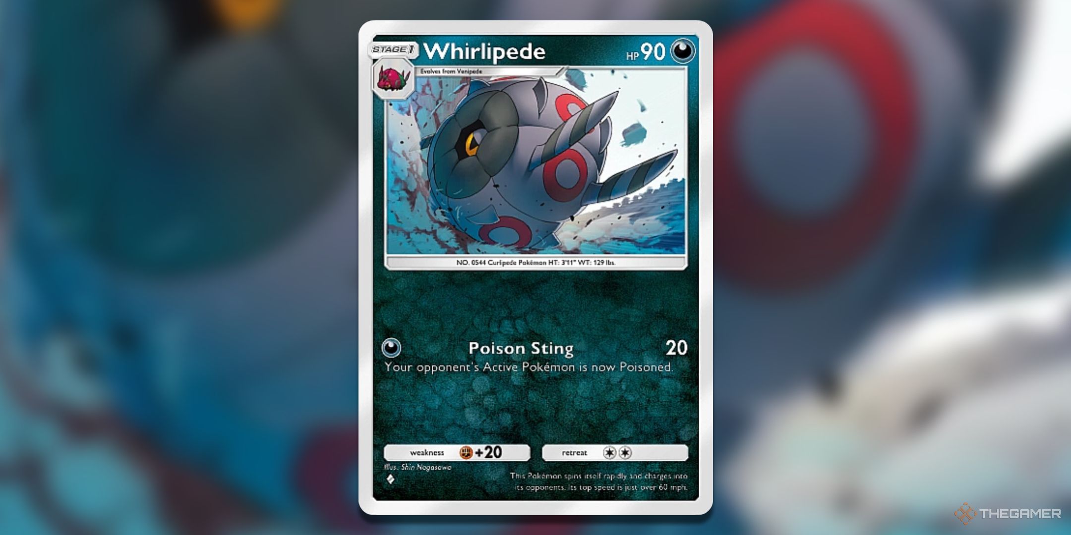 Whirlipede Mythical Island Pokemon TCG Pocket Card Art.