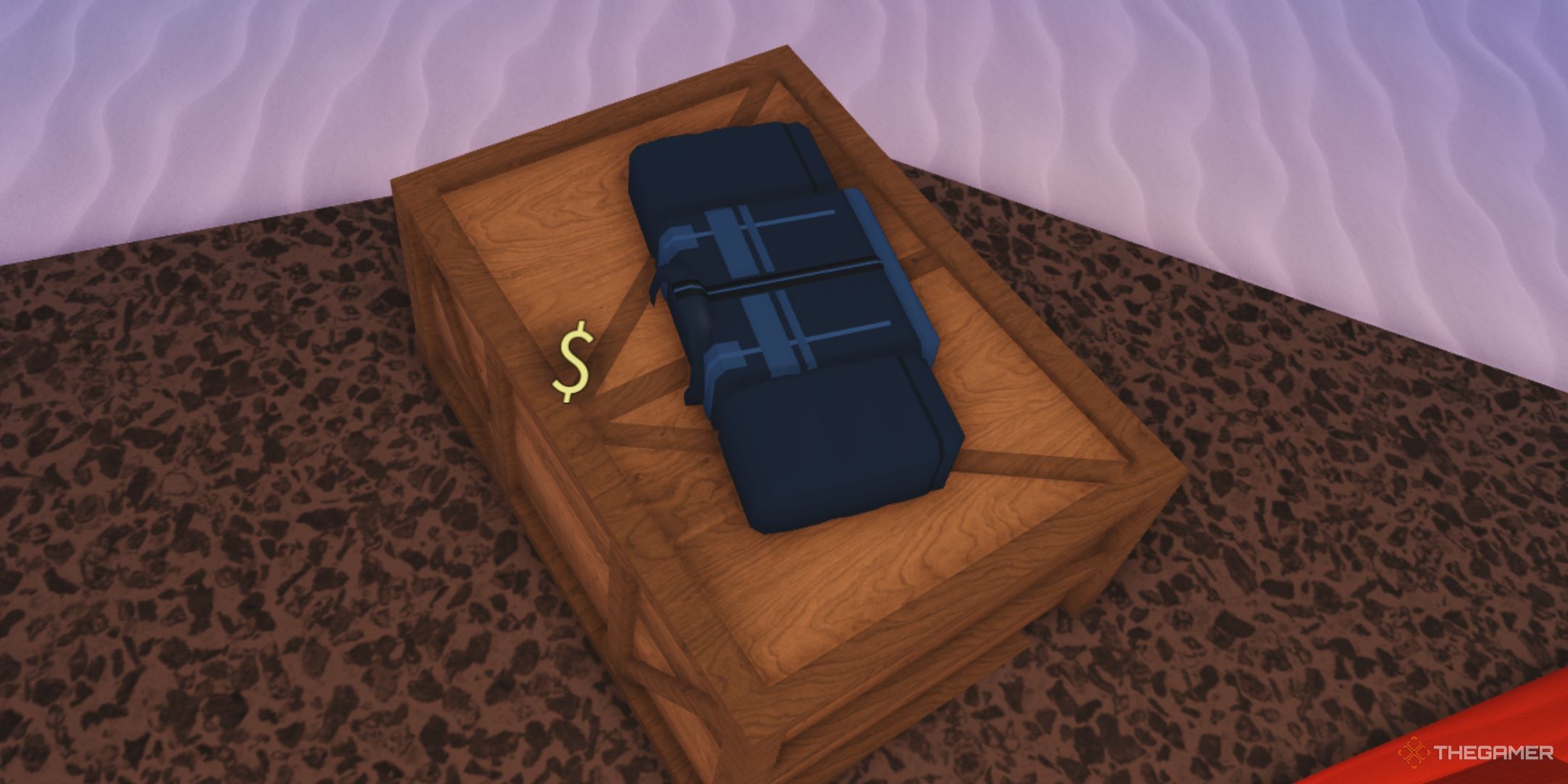 The Winter Cloak lies on the box in the campsite in Northern Summit in Fisch.