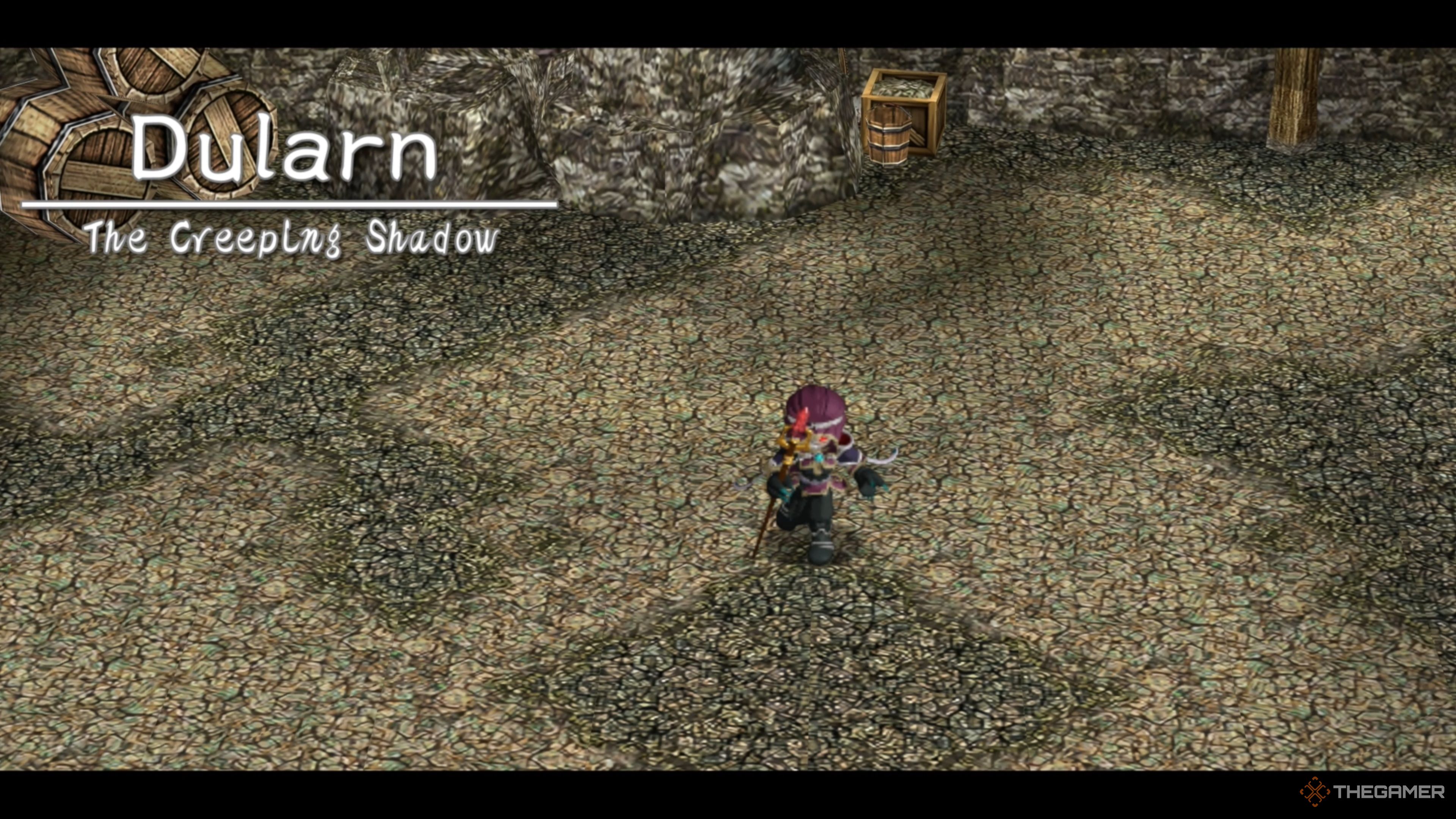 Dularn, the Creeping Shadow squaring off against Adol in the Tigray Quarry&rsquo;s Storehouse in Ys Memoire: The Oath in Felghana.