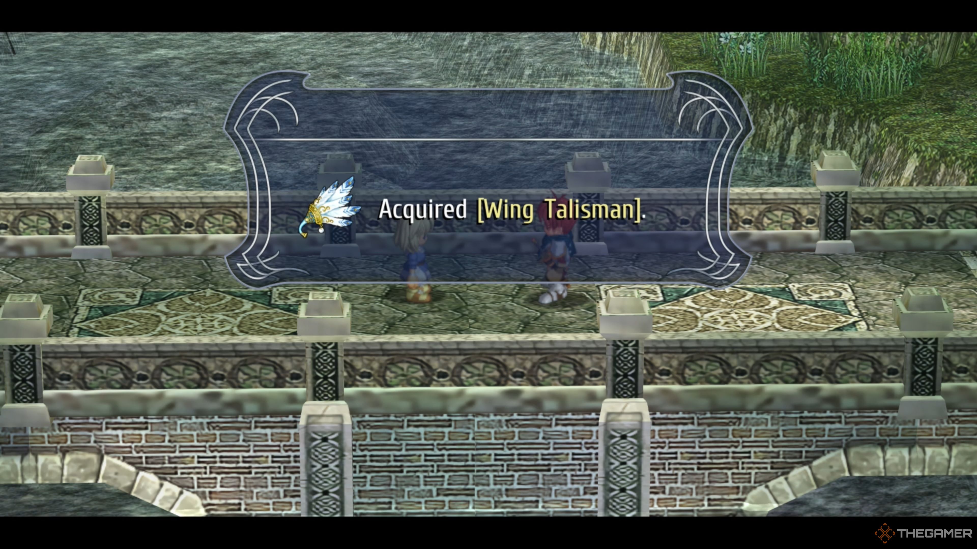 Adol receiving the Wing Talisman from Elena in Ys Memoire: The Oath in Felghana.