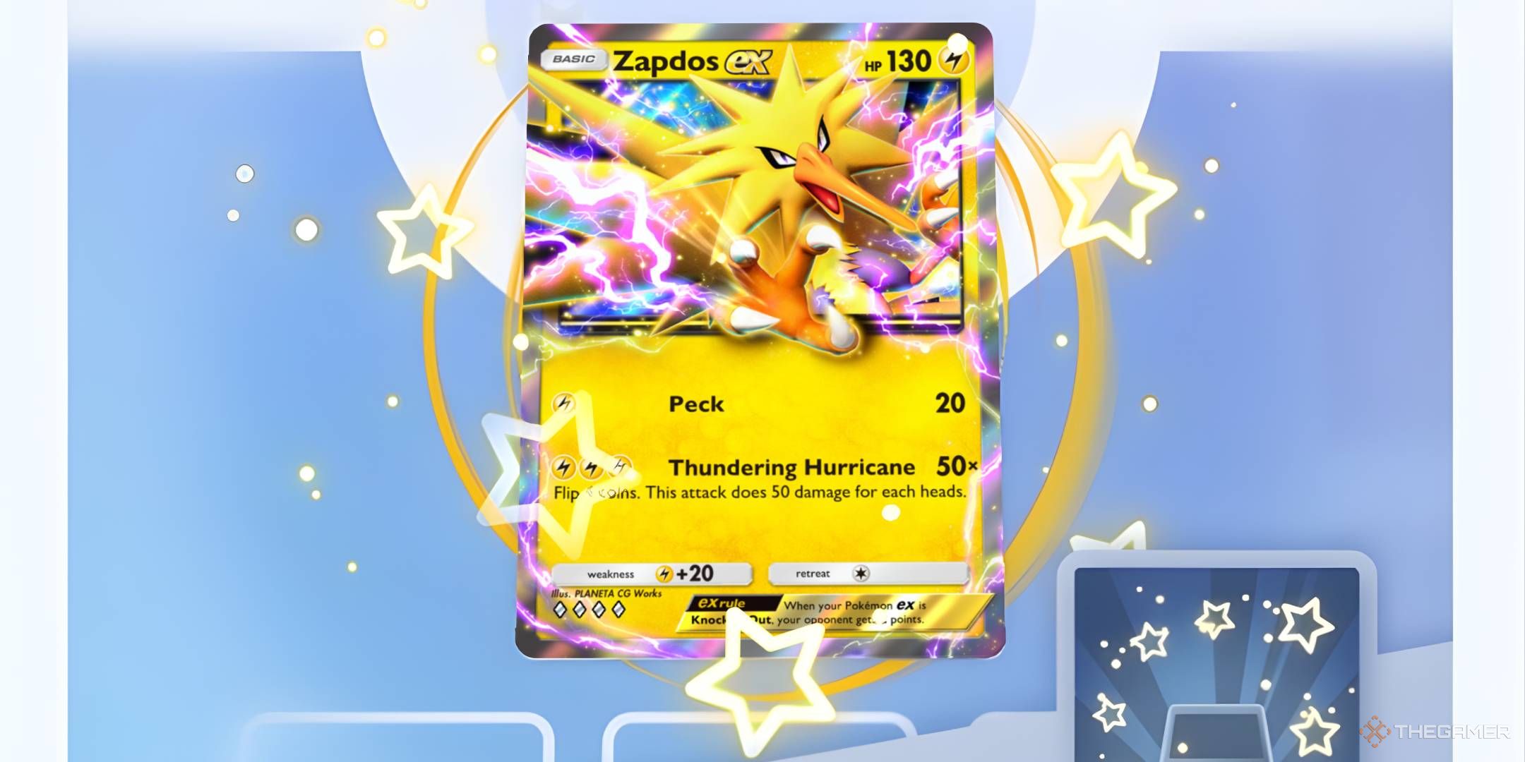 Zapdos ex with the event-specific Star Outlines Flair: Yellow (Battle) flair.