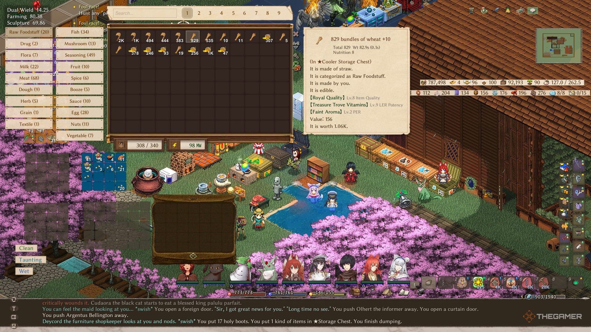 A player in Elin compares multiple strains of rice and wheat