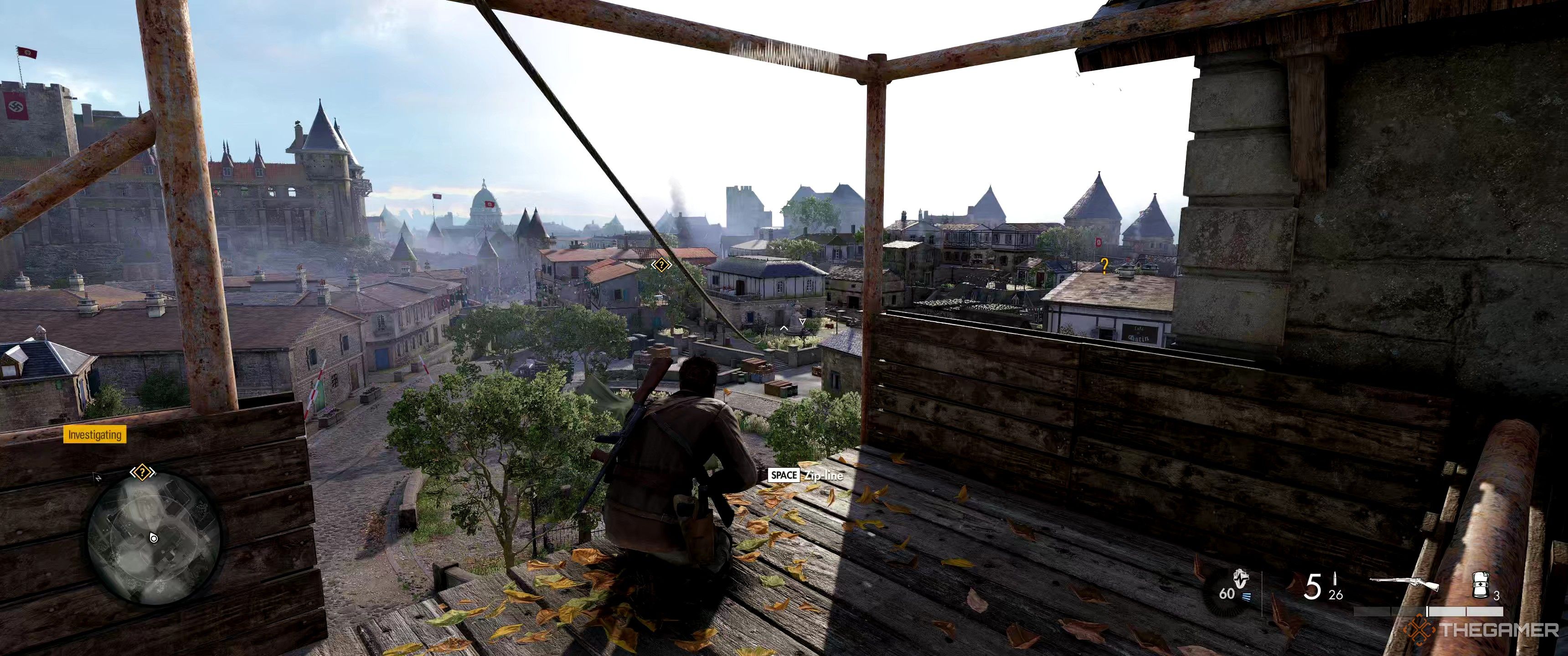 A town courtyard in Sniper Elite: Resistance.