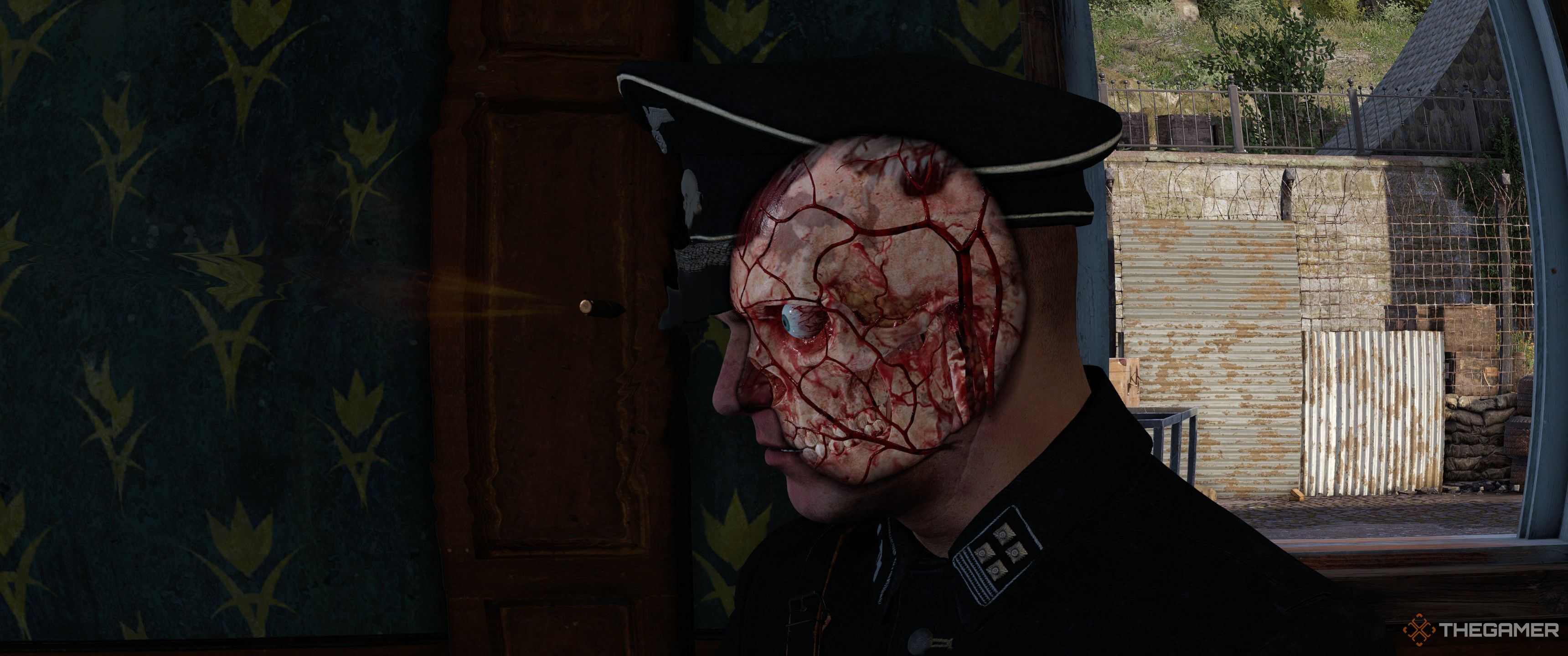 Shooting a Nazi in the face in Sniper Elite: Resistance.
