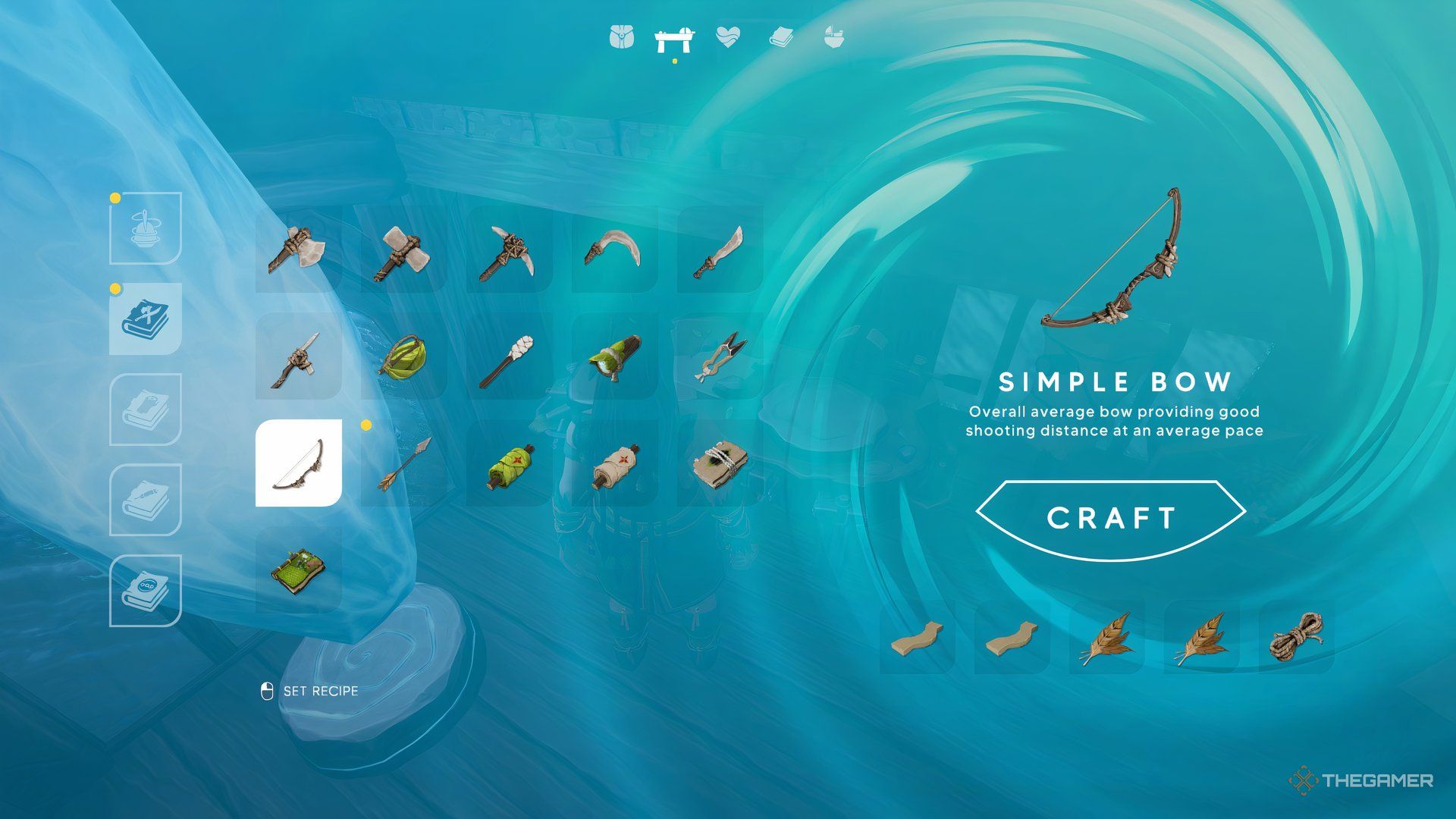 Recipe For Crafting Simple Bow In Aloft.