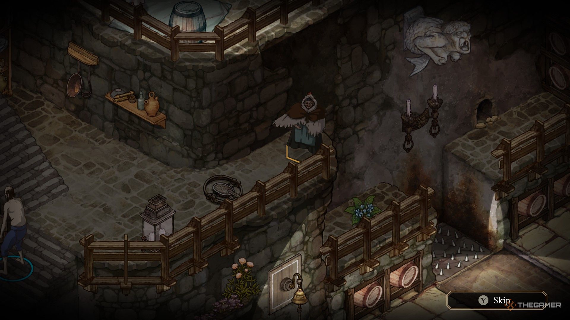 Tia del Nido is stucked because of a trap in The Stone of Madness.