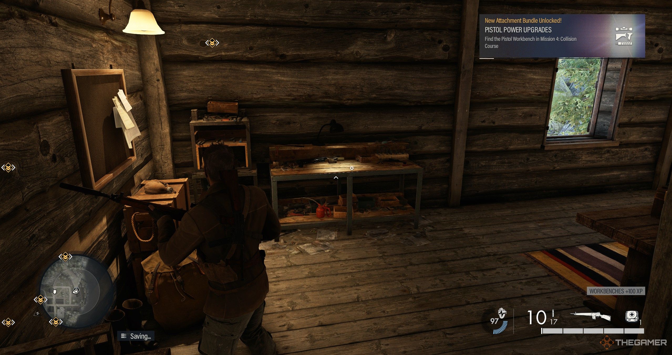 A pistol workbench in Sniper Elite: Resistance.