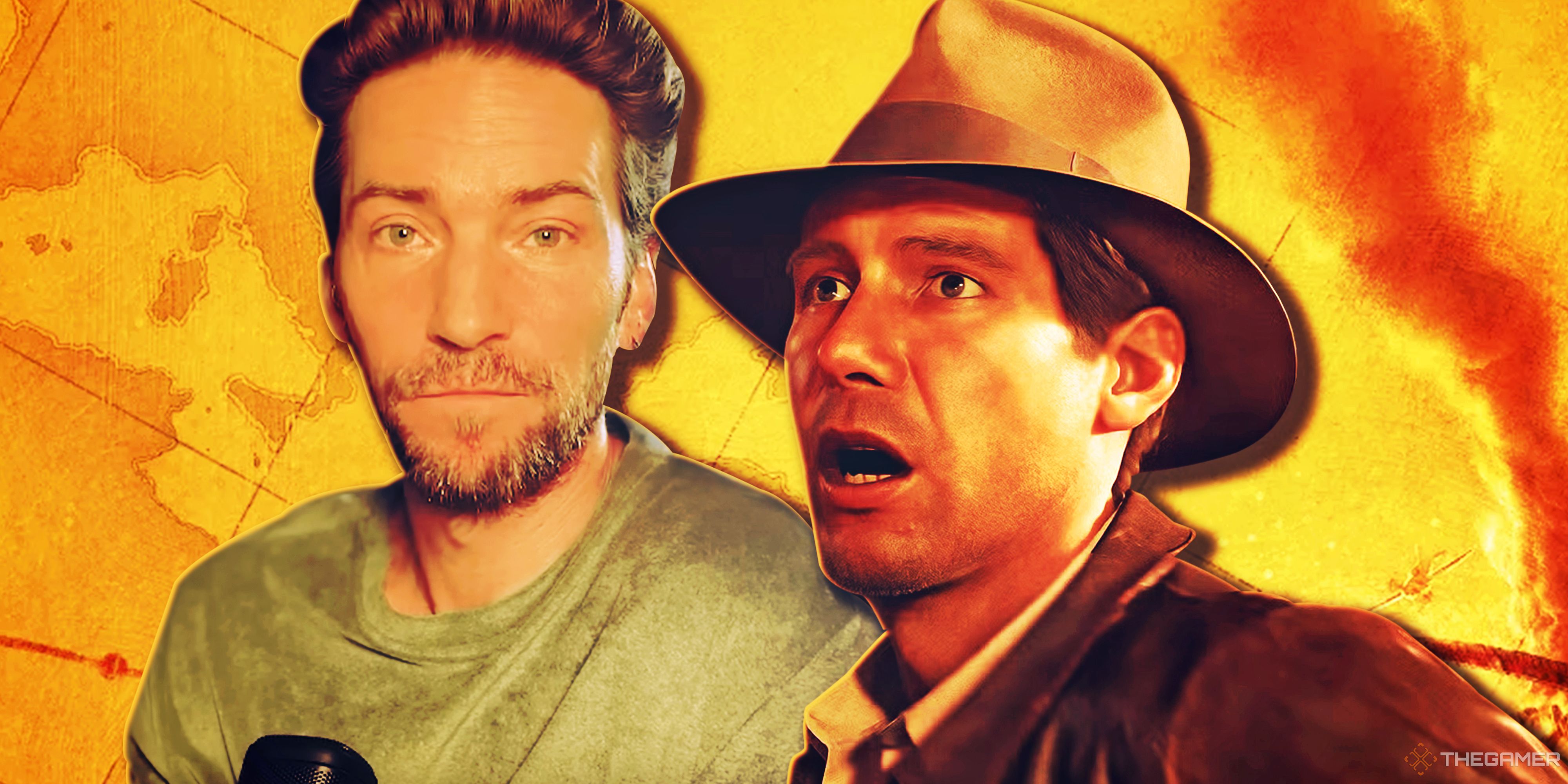 Troy Baker next to Indiana Jones in The Great Circle.