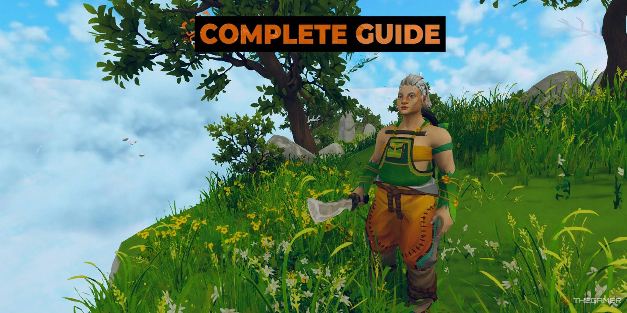 A character in Aloft in the Emerald Isles with our Complete Guide overlay.