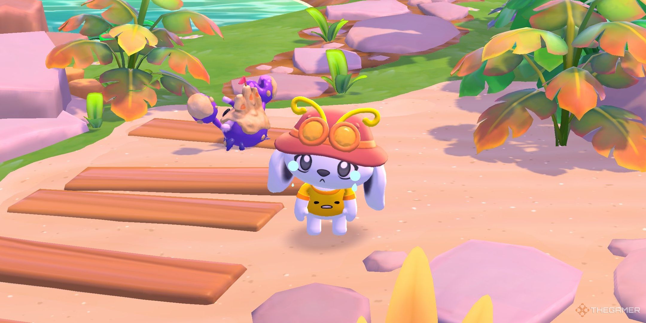 A player crying next to a crab in Hello Kitty Island Adventure.-1