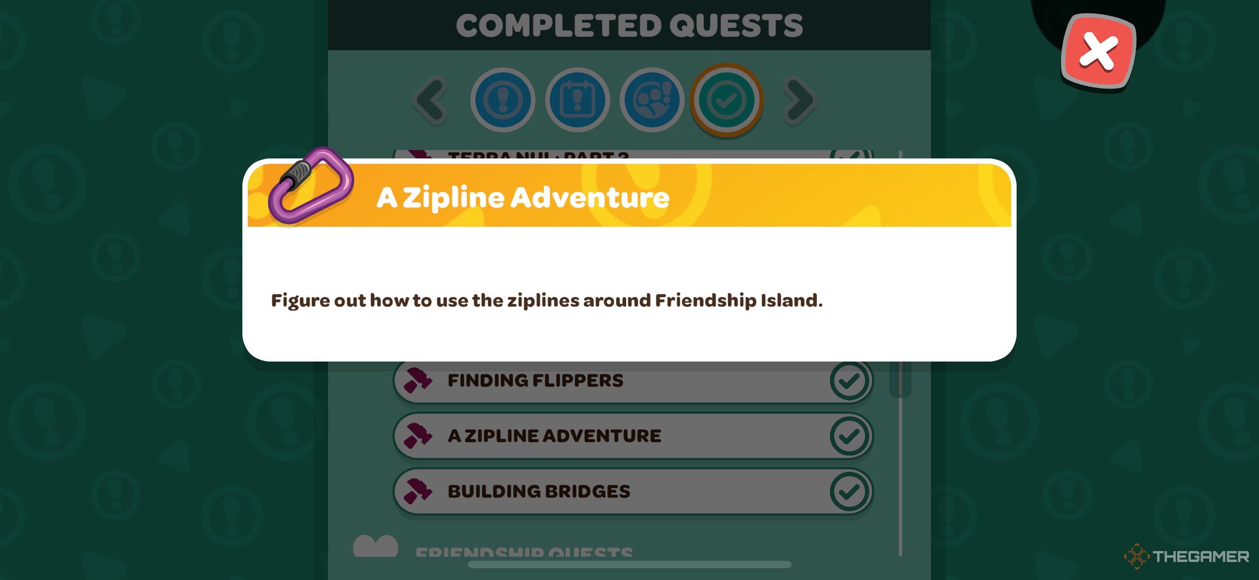 A player looking at the zipline quest in Hello Kitty Island Adventure.