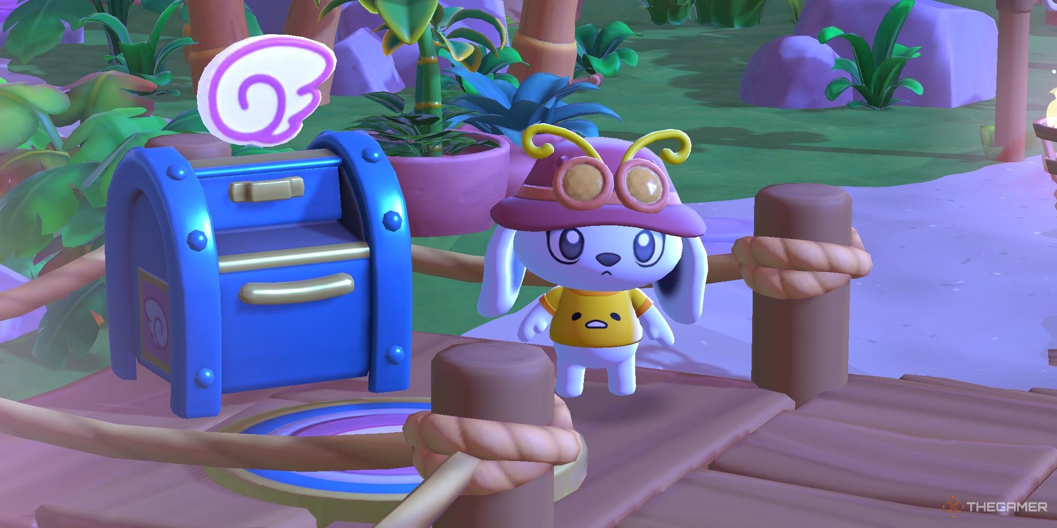 A player posing with a mailbox in Hello Kitty Island Adventure.