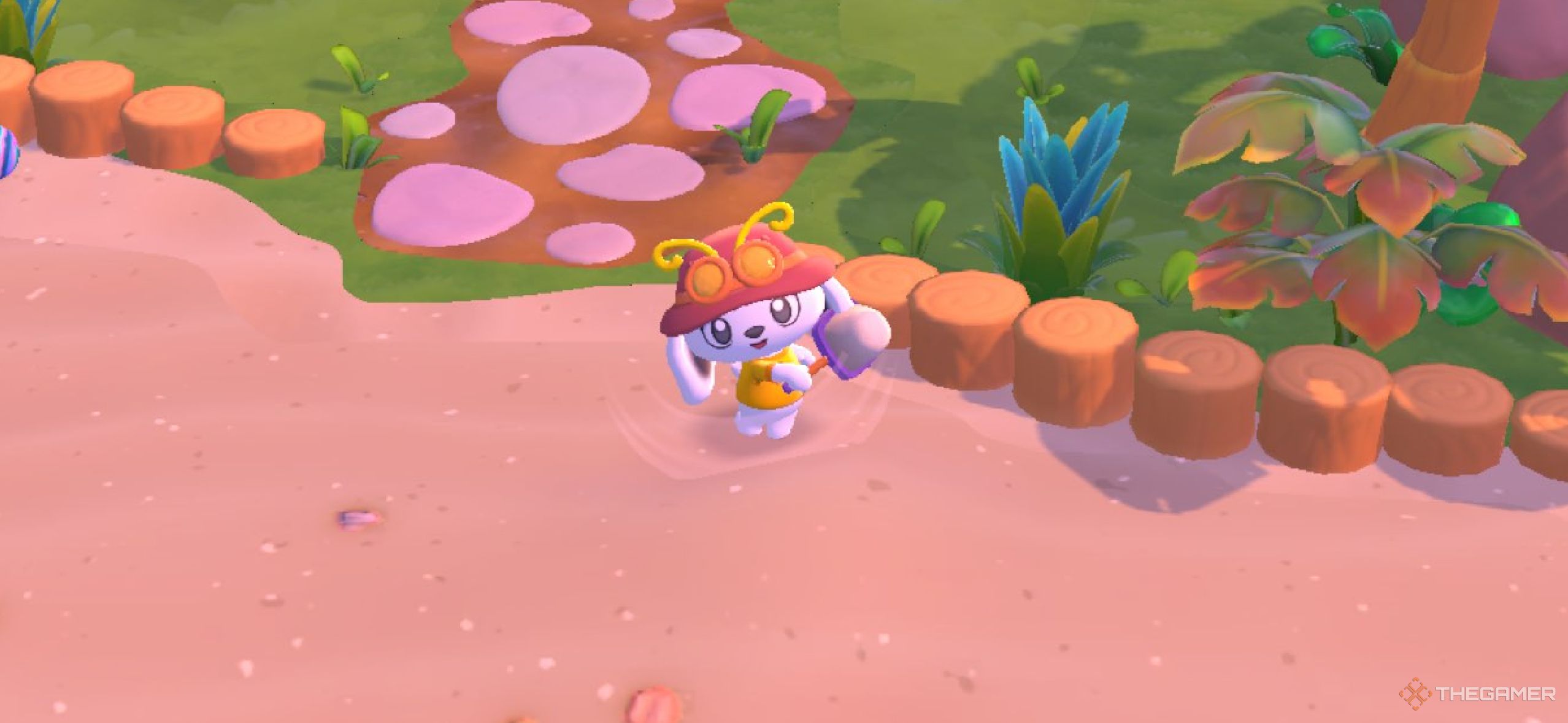 A player swinging their net in Hello Kitty Island Adventure.