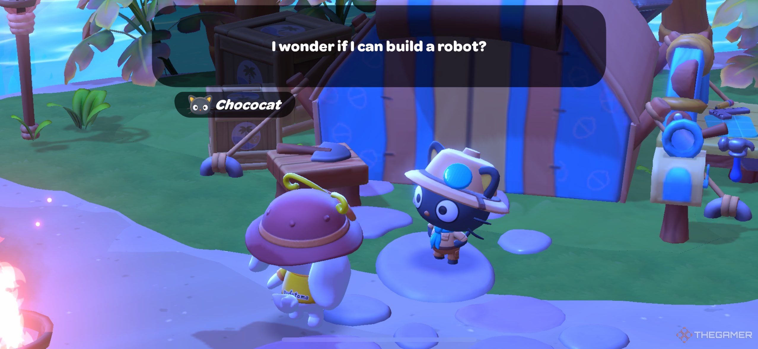 A player talking to Chococat in Hello Kitty Island Adventure.