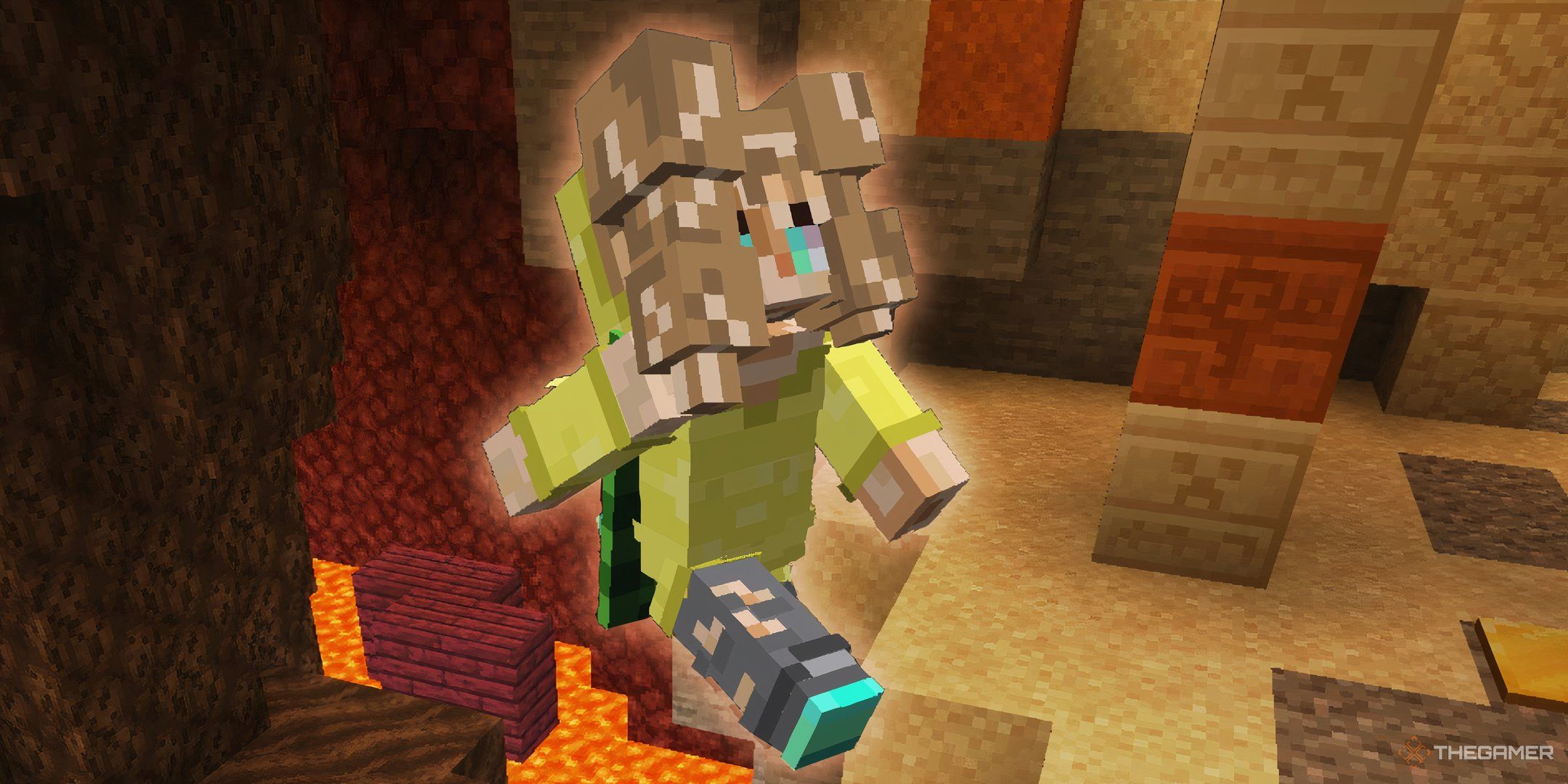 A Player Jumping Across Some Lava Parkour On The Parkour Spiral 3 Map In Minecraft.