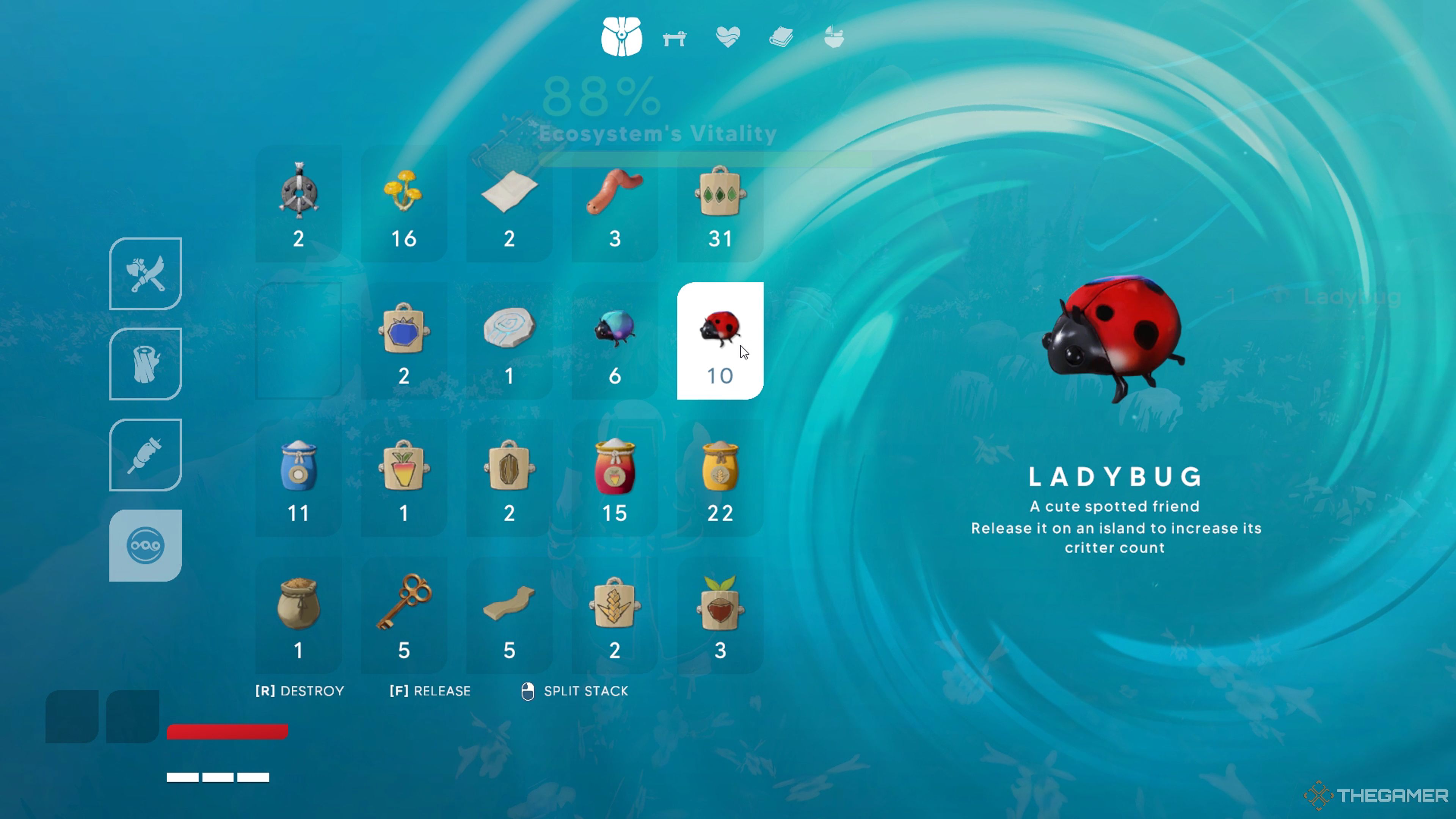 A Ladybug in an inventory in Aloft.