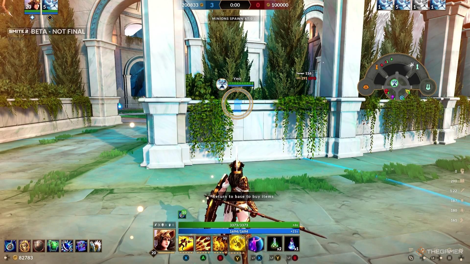 Athena targets an ally to teleport to through a wall with her Defender Of Olympus ability in Smite 2.