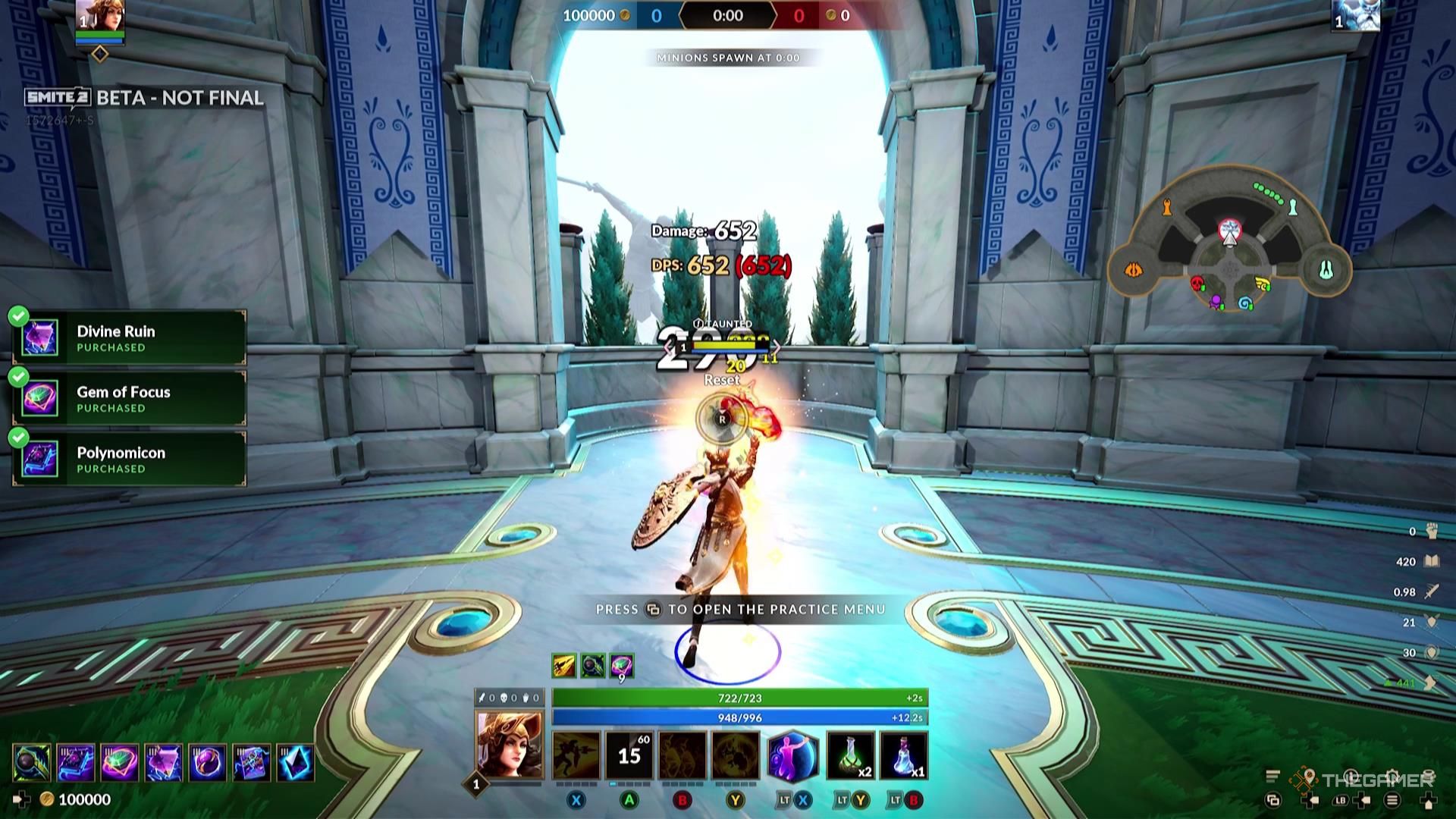 Athena uses her ranged Basic Attack in Smite 2.