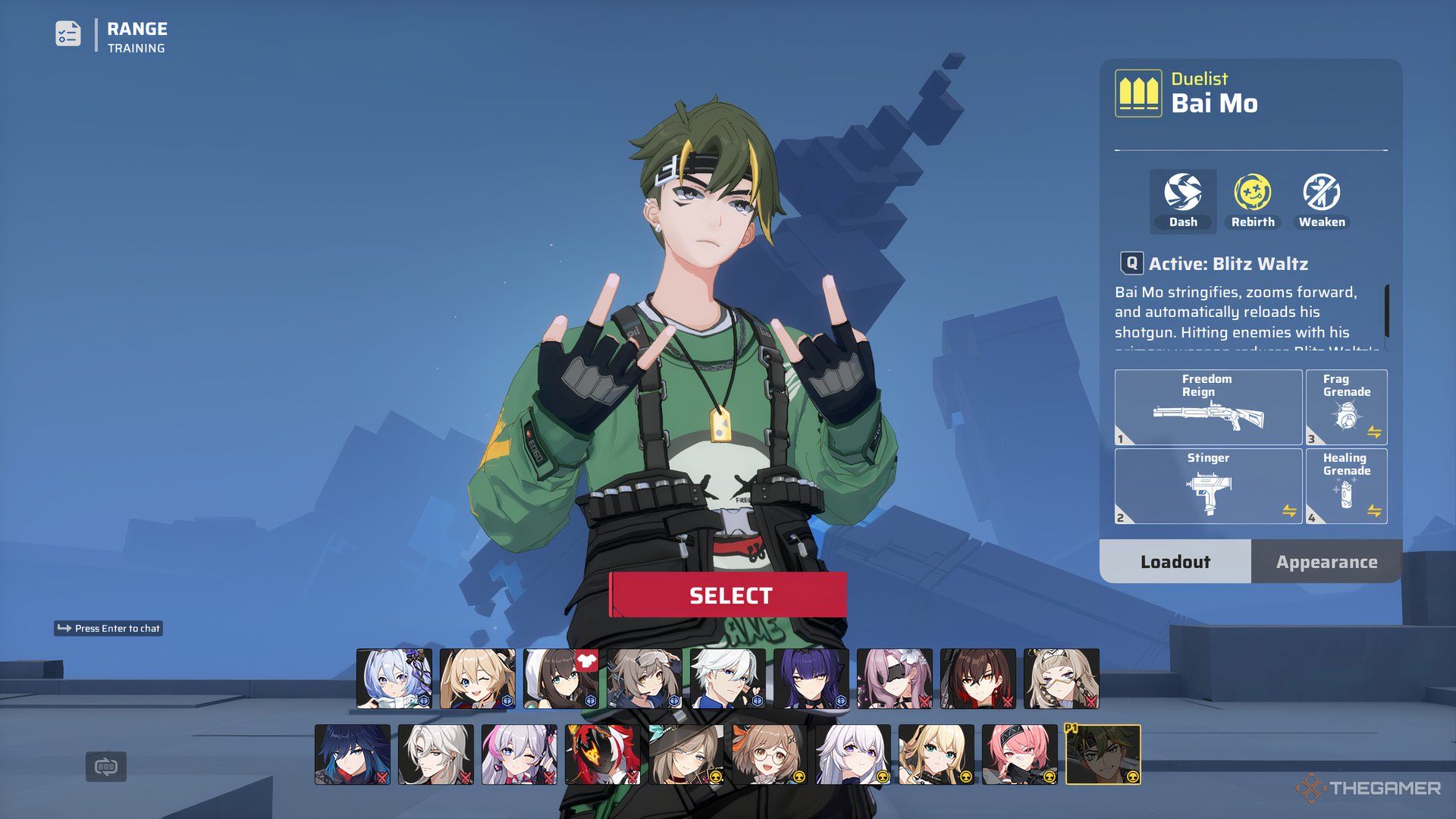 Bai Mo in Strinova&rsquo;s Agent select menu.