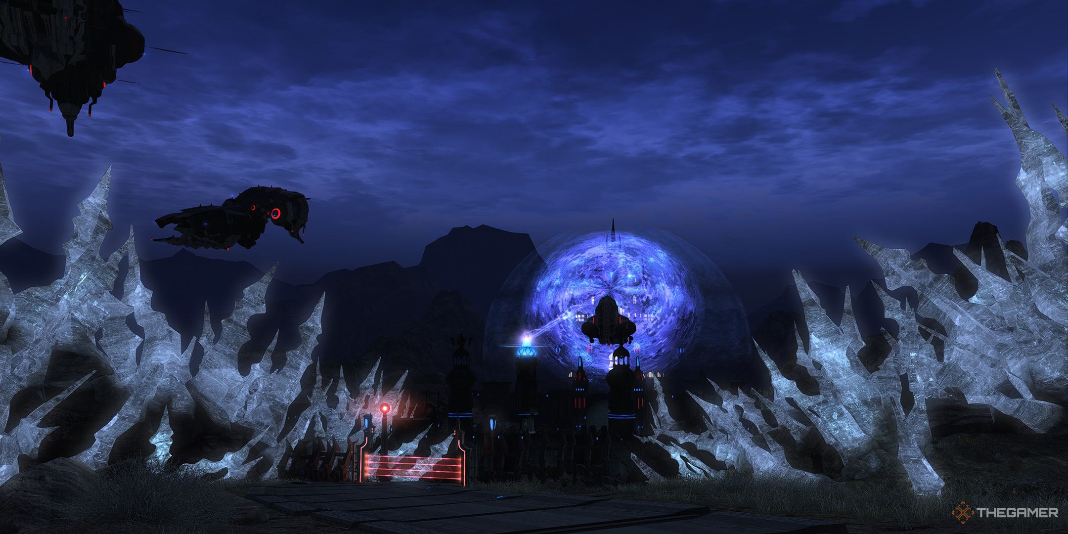 Scenery in Castrum Meridanium, with the protected Praetorium in the background in Final Fantasy 14.