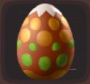 Brown egg with orange and green spots and a white top in Luma Island.