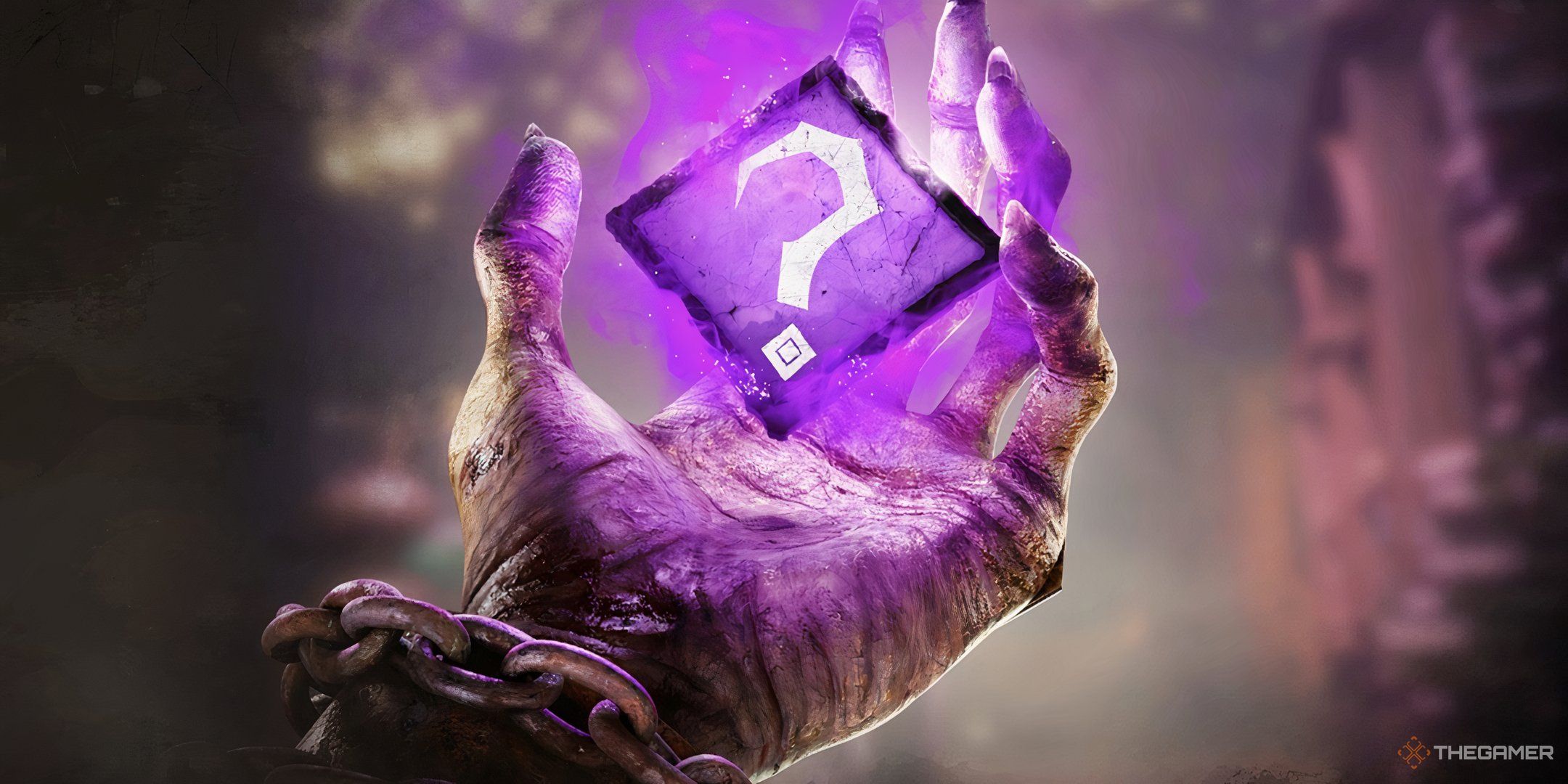 Vecna's outstretched hand holding the Chaos Shuffle symbol from Dead by Daylight.