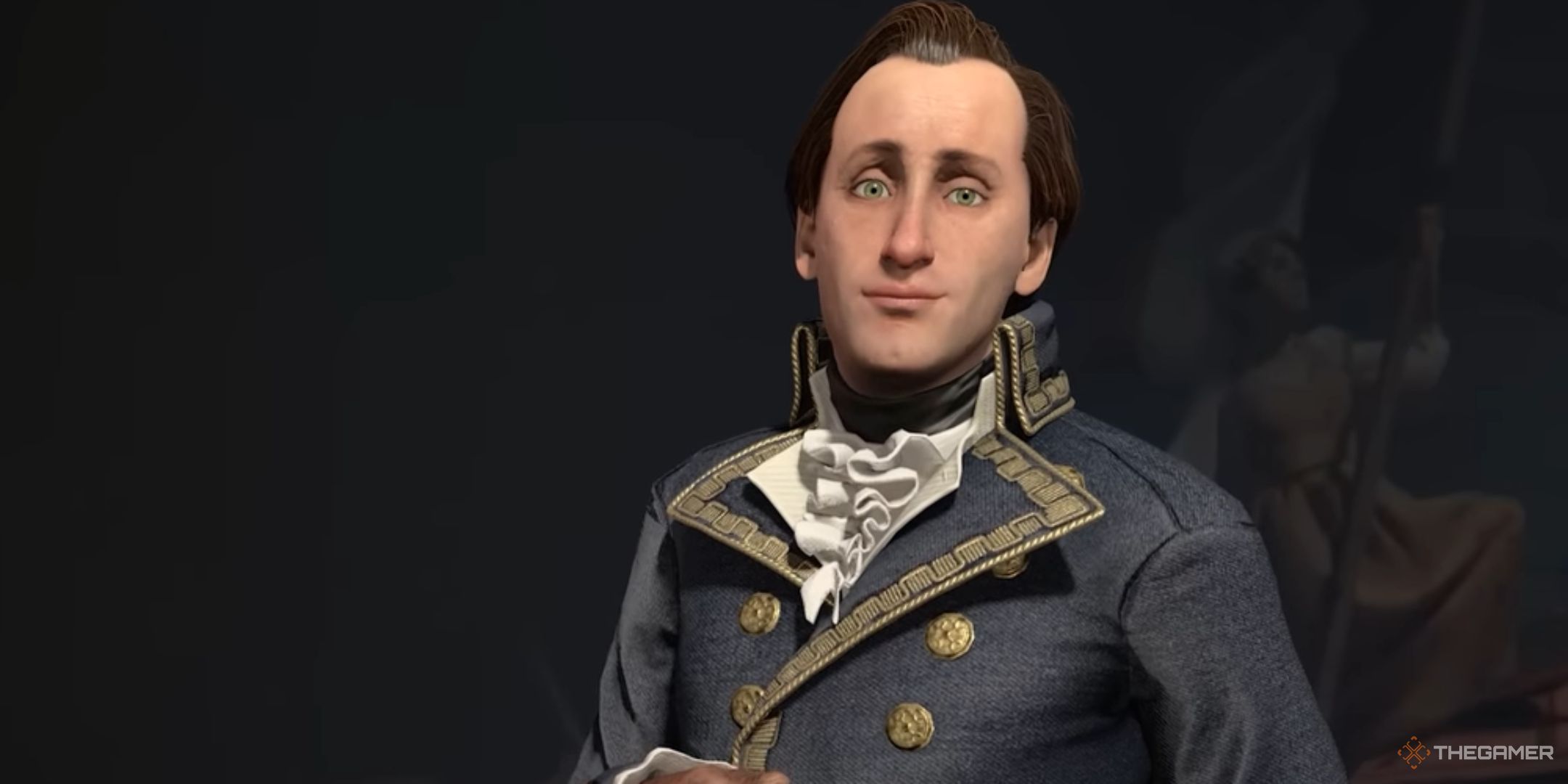 Lafayette smiling in Civilization 7.