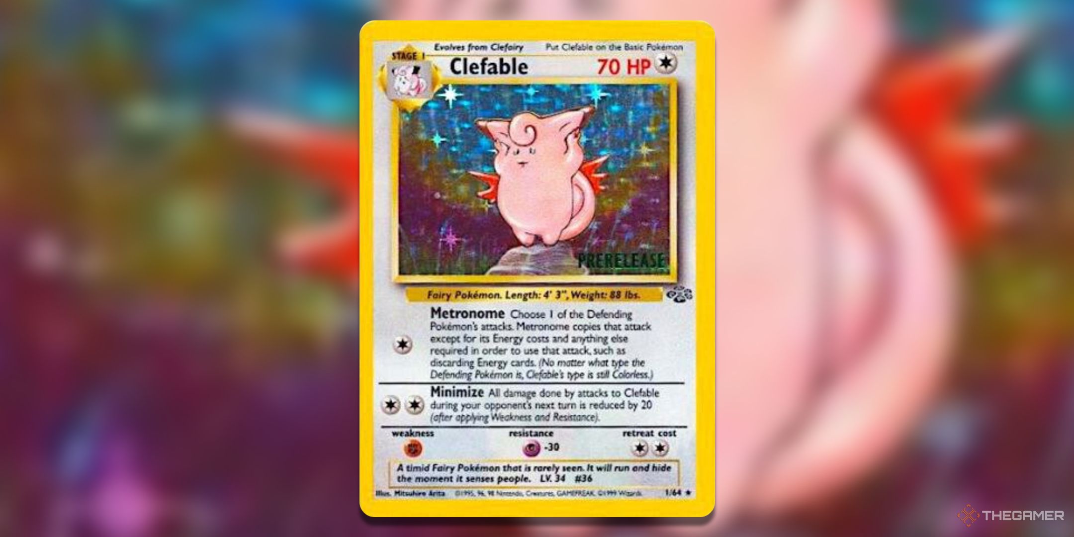 Clefable Jungle Prerelease Pokemon TCG card art.