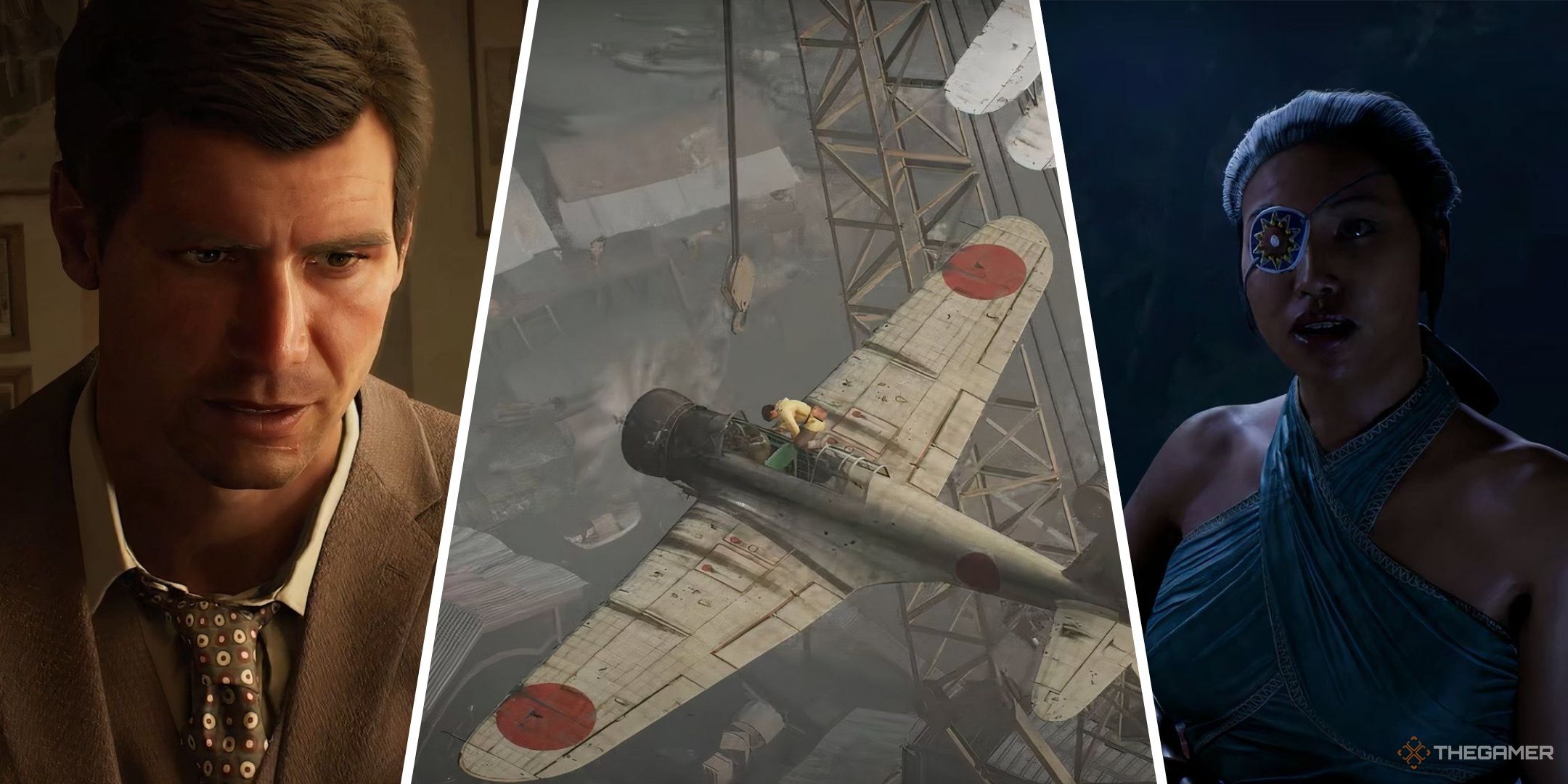 Indiana Jones and the Great Circle image showing Indy, a plane from Japan, and Pailin.