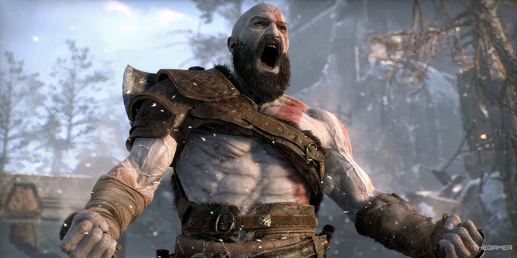 Kratos raging in a cutscene from God of War Ragnarok. 