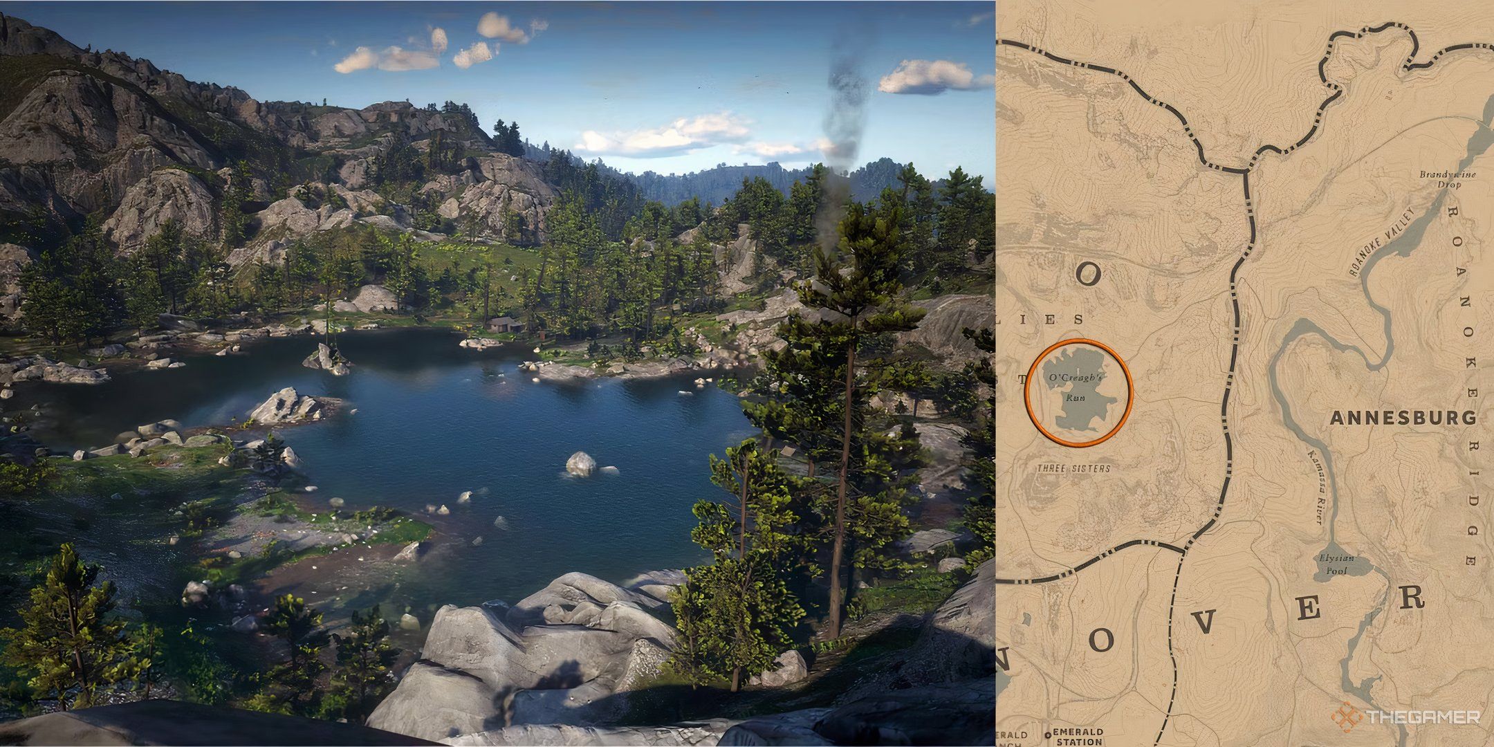 An image of O'Creagh's Run, a large lake in New Hanover from Red Dead Redemption 2