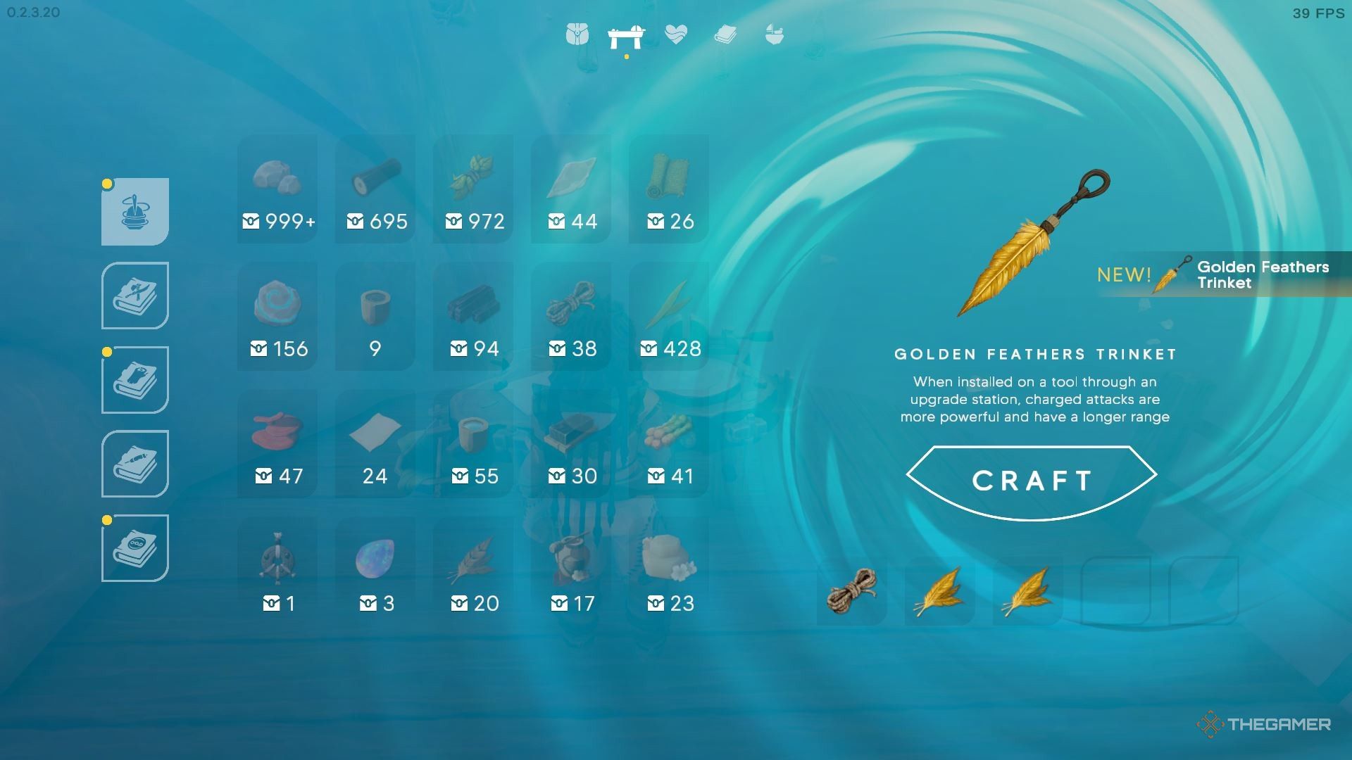 Crafting the Golden Feathers Trinket in Aloft.