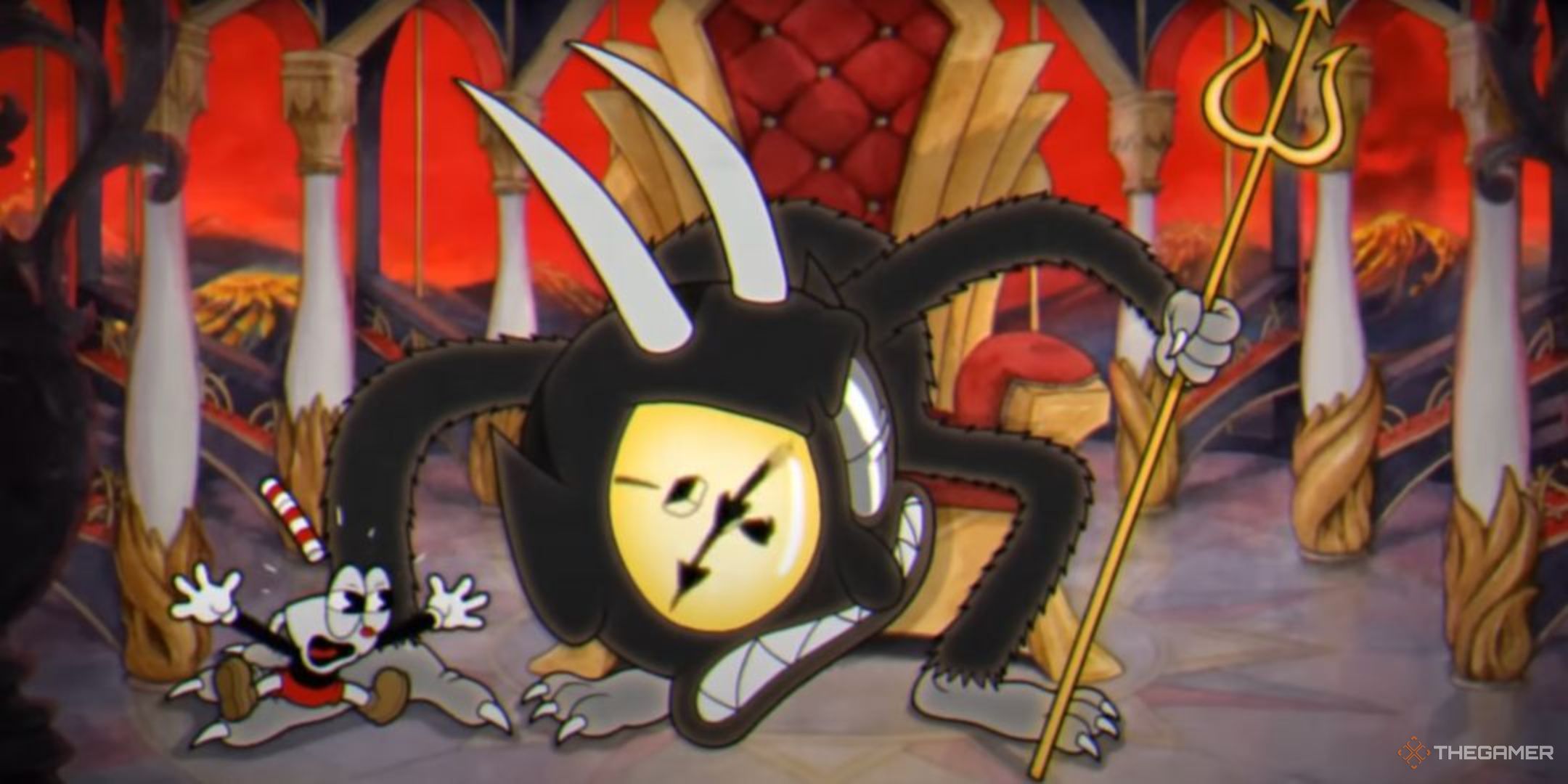 the devil prepares to fight cuphead.